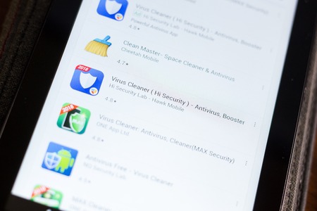 Ryazan, Russia - June 24, 2018: Virus Cleaner icon on the list of mobile appsのeditorial素材