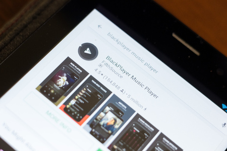 Ryazan, Russia - June 24, 2018: BlackPlayer Music Player icon on the list of mobile appsのeditorial素材