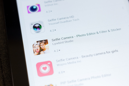 Ryazan, Russia - June 24, 2018: Selfie Camera - Photo Editor icon on the list of mobile appsのeditorial素材