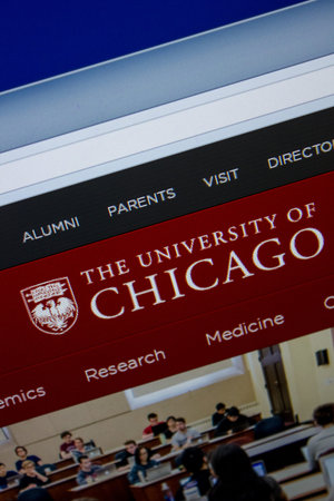 Ryazan, Russia - June 26, 2018: Homepage of Uchicago website on the display of PC. URL -...