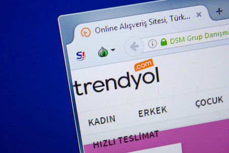 Ryazan, Russia - June 26, 2018: Homepage of Trendyol website on the display of PC. URL -...