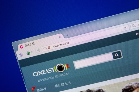 Ryazan, Russia - June 26, 2018: Homepage of Cineaste website on the display of PC. URL - Cineaste.co.krのeditorial素材