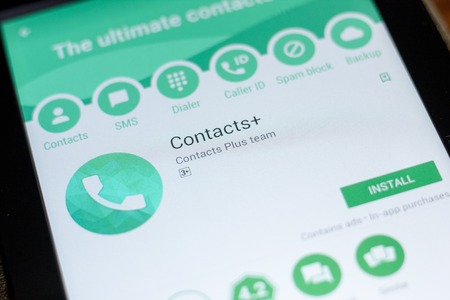 Ryazan, Russia - July 03, 2018: Contacts+ icon in the list of mobile appsのeditorial素材