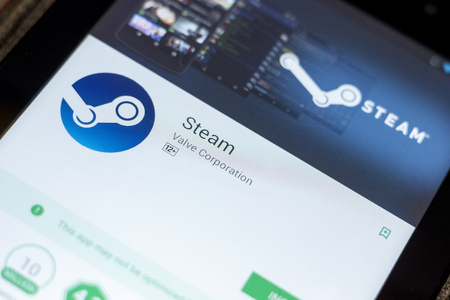 Ryazan, Russia - July 03, 2018: Steam icon in the list of mobile appsのeditorial素材