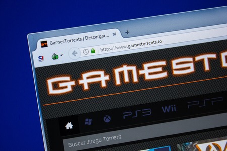 Ryazan, Russia - July 24, 2018: Homepage of GamesTorrents website on the display of PC. Url - GamesTorrents.toのeditorial素材