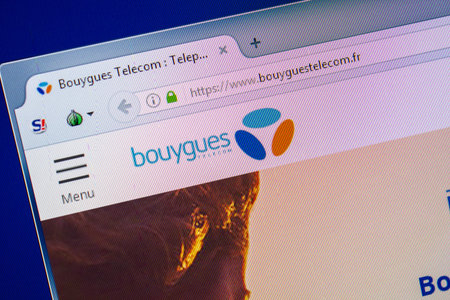 Ryazan, Russia - July 24, 2018: Homepage of BouyguesTelecom website on the display of PC. Url -...