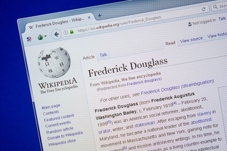 Ryazan, Russia - July 09, 2018: Page on Wikipedia about Frederick Douglassのeditorial素材