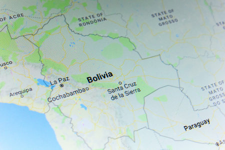 Ryazan, Russia - July 08, 2018: Country of Bolivia on the google maps service