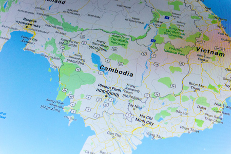 Ryazan, Russia - July 08, 2018: Country of Cambodia on the google maps serviceのeditorial素材