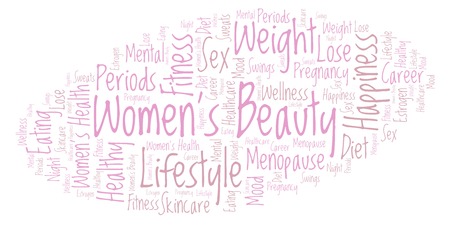Women's beauty word cloud - illustration made with text only.の写真素材