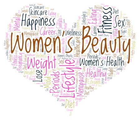 Women's beauty word cloud - illustration made with text only.の写真素材