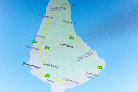 Ryazan, Russia - July 08, 2018: Country of Barbados on the google maps serviceのeditorial素材