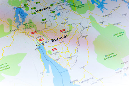 Ryazan, Russia - July 08, 2018: Country of Burundi on the google maps service