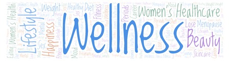 Wellness in a form of banner word cloud - illustration made with text only.の写真素材