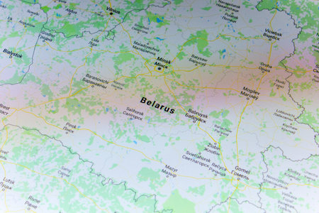 Ryazan, Russia - July 08, 2018: Country of Belarus on the google maps serviceのeditorial素材