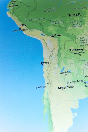 Ryazan, Russia - July 08, 2018: Country of Chile on the google maps serviceのeditorial素材