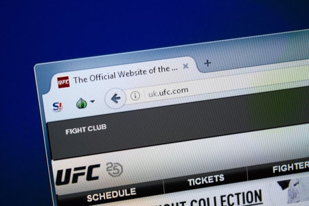 Ryazan, Russia - August 26, 2018: Homepage of UFC website on the display of PC, Url - UFC.com.