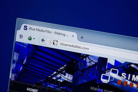 Ryazan, Russia - September 09, 2018: Homepage of Blue Media Files website on the display of PC, url - BlueMediaFiles.com.のeditorial素材
