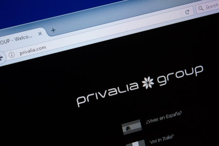 Ryazan, Russia - September 09, 2018: Homepage of Privalia website on the display of PC, url -...