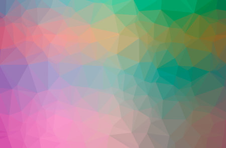 Illustration of abstract low poly green, pink, blue and red horizontal background