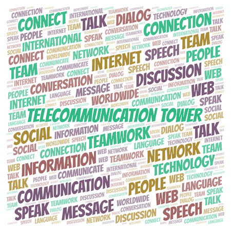 Telecommunication Tower word cloud. Wordcloud made with text only.の写真素材