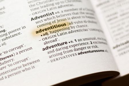 The word or phrase Adventitious in a dictionary highlighted with marker.の写真素材