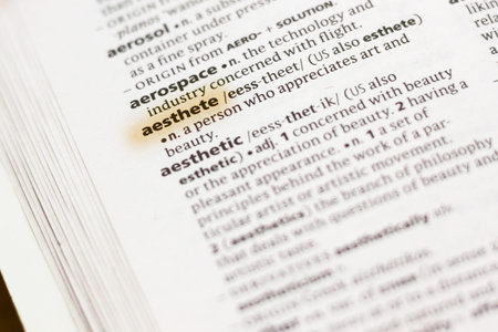 The word or phrase Aesthete in a dictionary highlighted with marker.