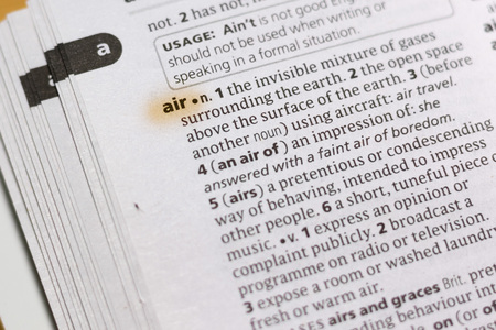 The word or phrase Air in a dictionary highlighted with marker.の写真素材