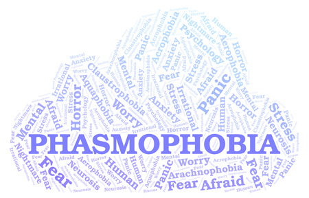 Phasmophobia word cloud. Wordcloud made with text only.の写真素材