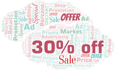 30% Off word cloud. Wordcloud made with text only.のイラスト素材