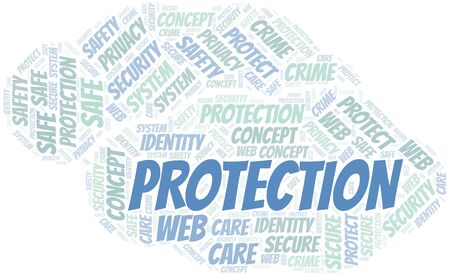 Protection word cloud. Wordcloud made with text only.のイラスト素材