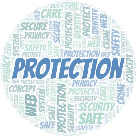 Protection word cloud. Wordcloud made with text only.のイラスト素材