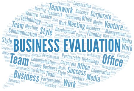 Business Evaluation word cloud. Collage made with text only.のイラスト素材