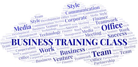 Business Training Class word cloud. Collage made with text only.のイラスト素材