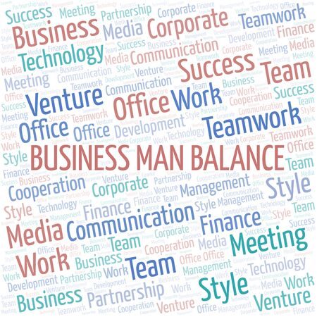 Business Man Balance word cloud. Collage made with text only.のイラスト素材