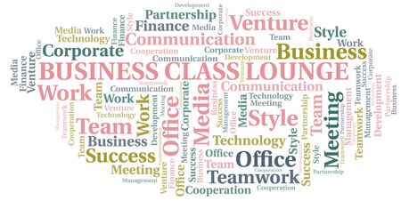 Business Class Lounge word cloud. Collage made with text only.のイラスト素材