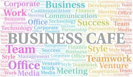 Business Cafe word cloud. Collage made with text only.のイラスト素材