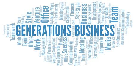 Generations Business word cloud. Collage made with text only.のイラスト素材