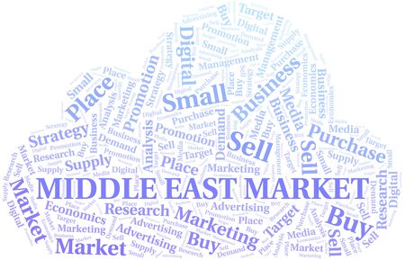 Middle East Market word cloud. Vector made with text onlyのイラスト素材