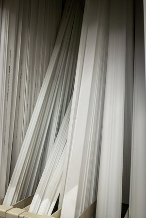 White skirting boards in a construction shop.