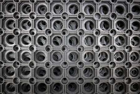 Perforated metal pattern background. Black and gray metal background