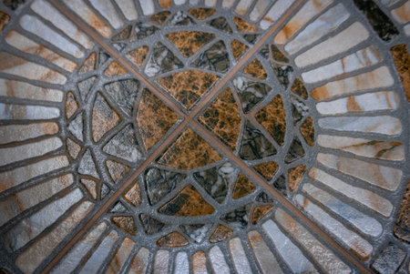 Wall of floor decorated with the mosaic panels.の写真素材