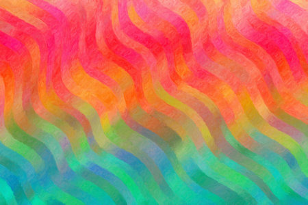 Red, yellow and blue waves Impasto abstract paint background.