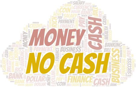 No Cash typography vector word cloud. Wordcloud collage made with the text only. のイラスト素材