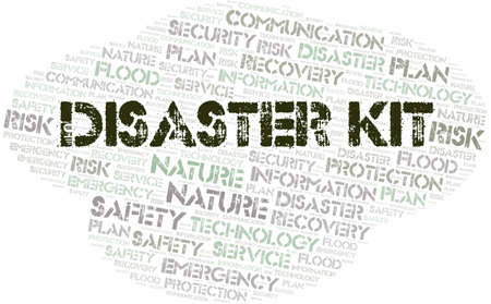 Disaster Kit typography word cloud.の写真素材