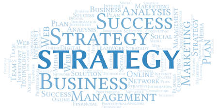 Strategy word cloud create with text only.のイラスト素材