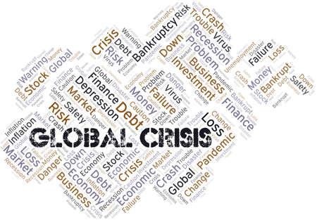 Global Crisis word cloud create with text only.のイラスト素材