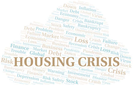 Housing Crisis word cloud create with text only.のイラスト素材