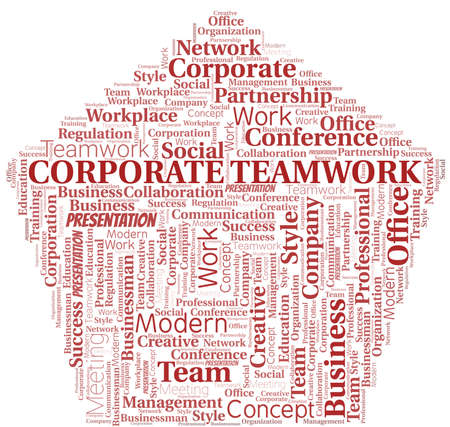 Corporate Teamwork vector word cloud, made with text only.のイラスト素材