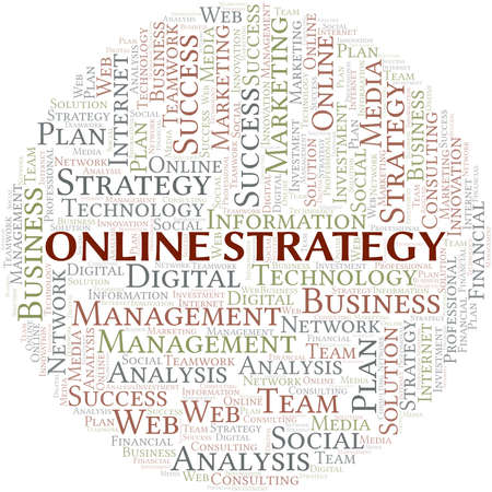 Online Strategy word cloud create with text only.のイラスト素材